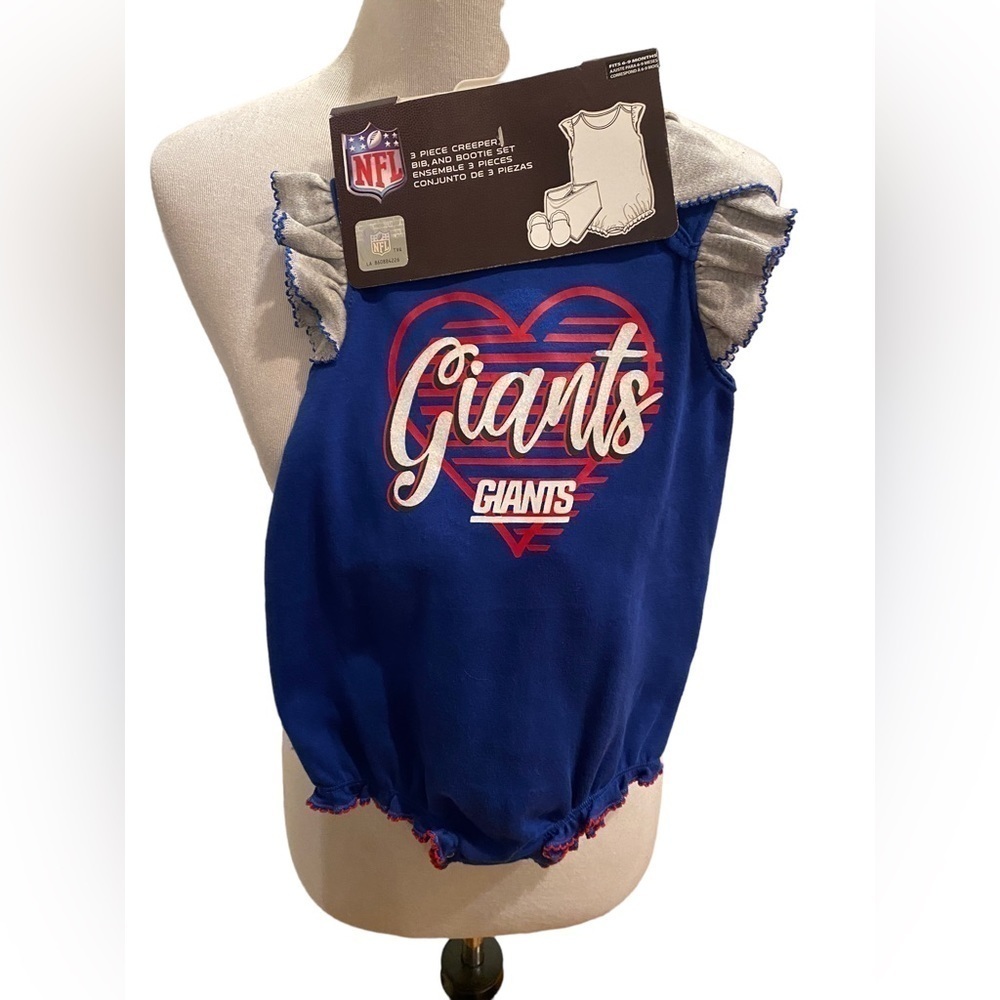 Girls 6-9 Month Infant New York Giants Royal/Heathered Gray 3 PIECE CREEPER SET